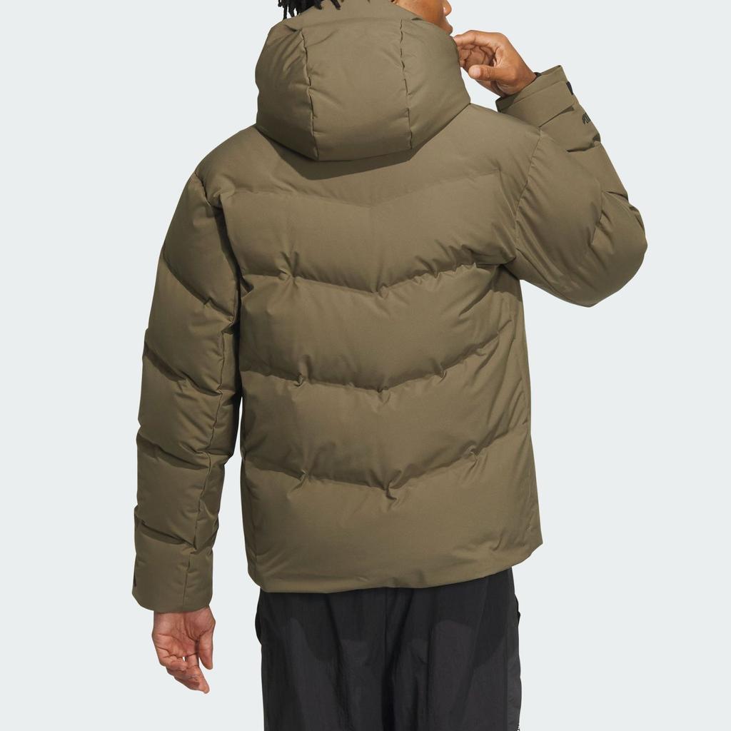 Adidas 800 Fill Solid Color Sports Casual Hooded Down Jacket Unisex Jacket Olive-Green IW0783