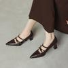 Vintage Pointed Toe Cross Buckle Women Mary Jane Shoes Fashion Shallow Shoes 2026 Spring Autumn Stripper Party Pumps Shoes