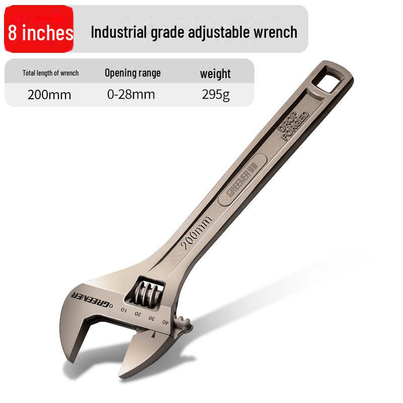 Green Forest Multi-Functional Adjustable Wrench - Universal Movable Tool for Pipes & Faucets Black Knight Industrial Grade 8 Inch 200mm чёрный