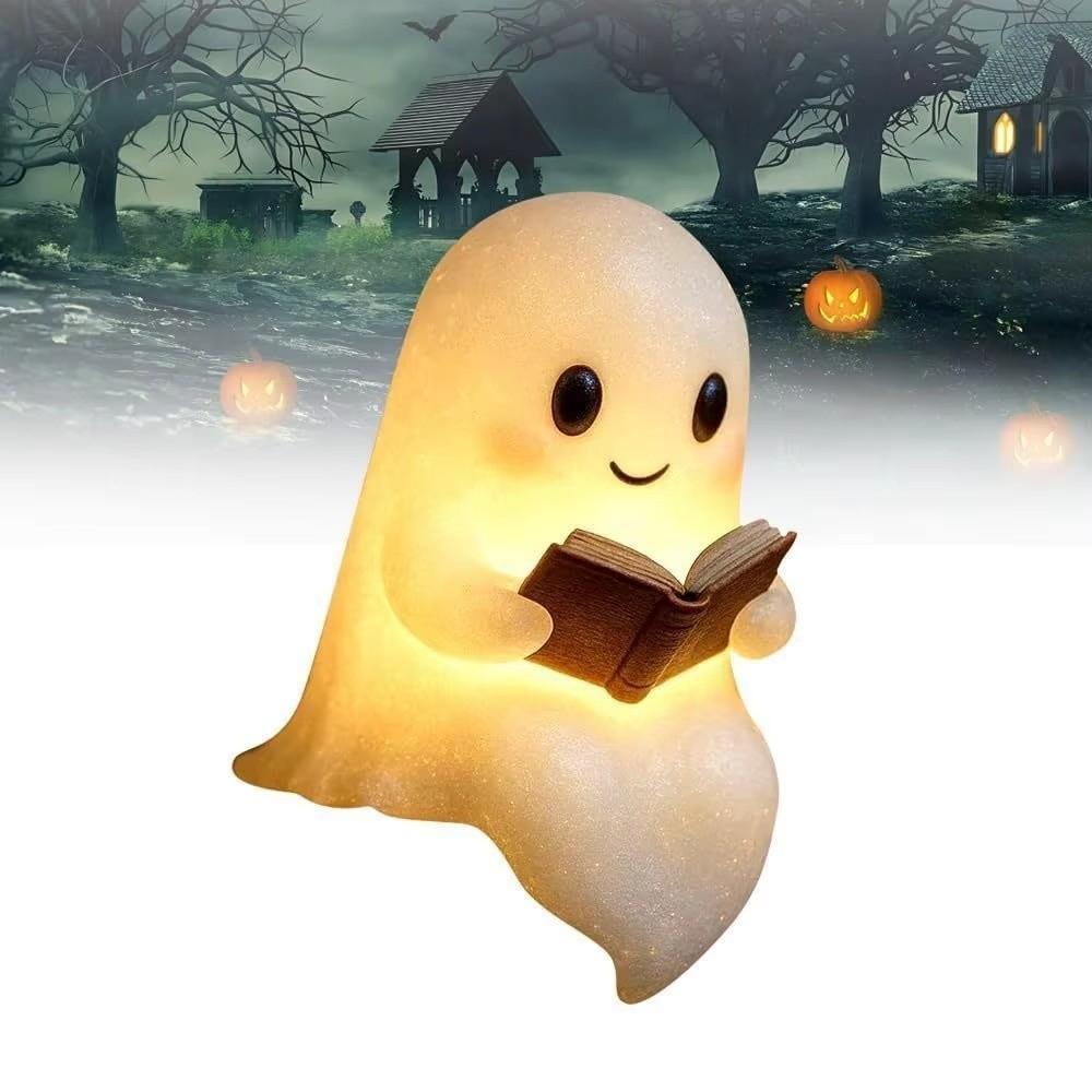 Ghost Statue Halloween Ghost Reading Book Lamp 3D Ghost Reading Night Lights