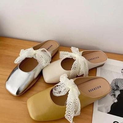 2026 Mules Shoes for Flat Women Square Toe Soft-soled Designs Slippers Woman Flats Slippers Comfortable Slides Shoes Women 369