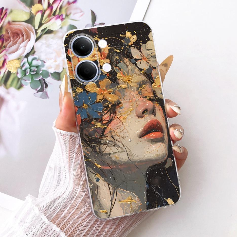 For Vivo Y05 4G Case Colorful Flowers Painted Cover Clear Silicone Soft Slim Phone Case For Vivo Y11d Y 05 VivoY05 VivoY11d Bags