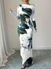 Off-Shoulder Maxi Dress with Asymmetric Neckline and Floral Print, Available In Multiple Colors
