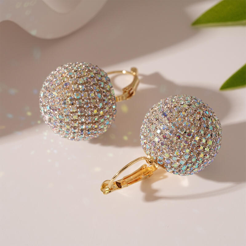 Shining Rhinestone Zircon Earrings for Women Fashion Round Ball Earrings Wedding Bridal Accessories Party Ear Jewelry Wholesale