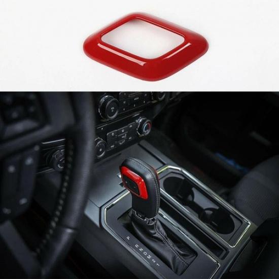 2X Red Central Gear Shift Head Frame Trim Decor Cover for Ford F150 2015-20 Red