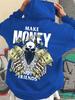 Autumn and winter hooded sweatshirt, make money not friends print, men's and women's retro trend comfortable casual fashion