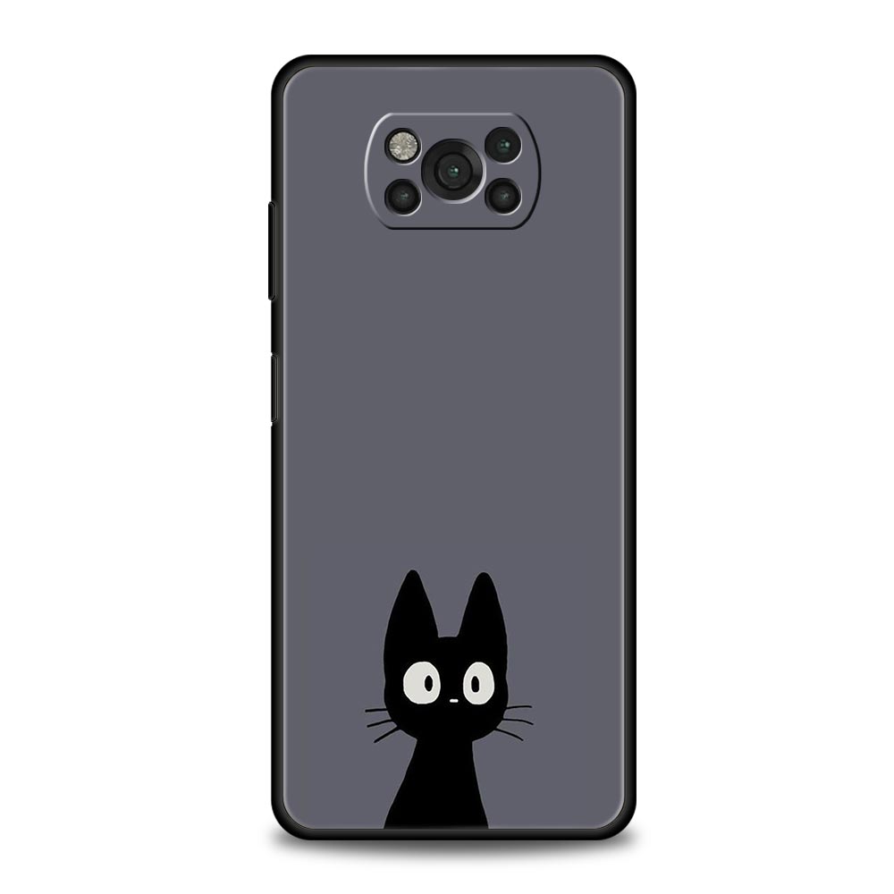 Black Cat Cartoon Cute Phone Case For For Xiaomi Poco X5 Pro X4 X3 NFC F5 Pro F4 F3 GT M5 M4 Pro 5G M3 C51 C50 C55 Soft Cover