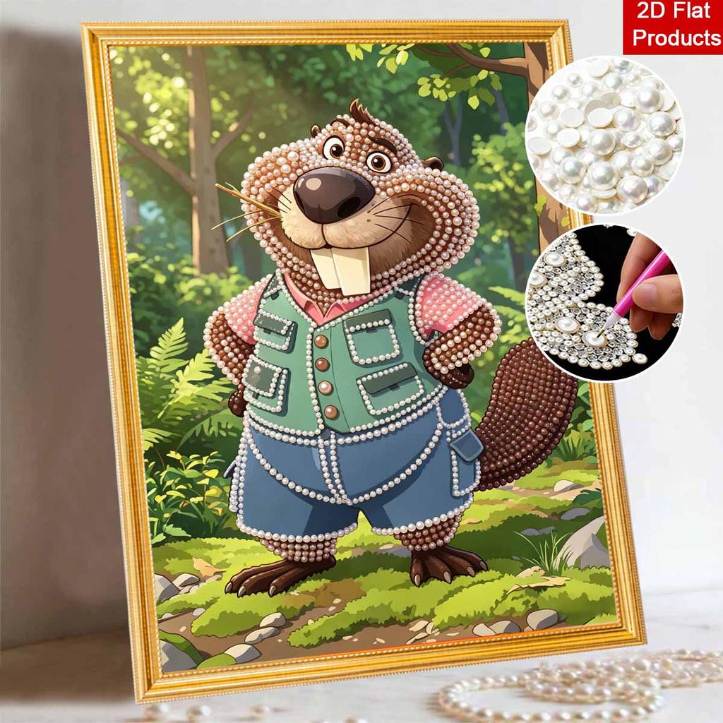 Disney Pearl Painting DIY Mr. Beaver’s Creative Pearl Style Illustration Pearl Art Painting Pearl Gemstone Painting, Home Wall Decoration Crafts
