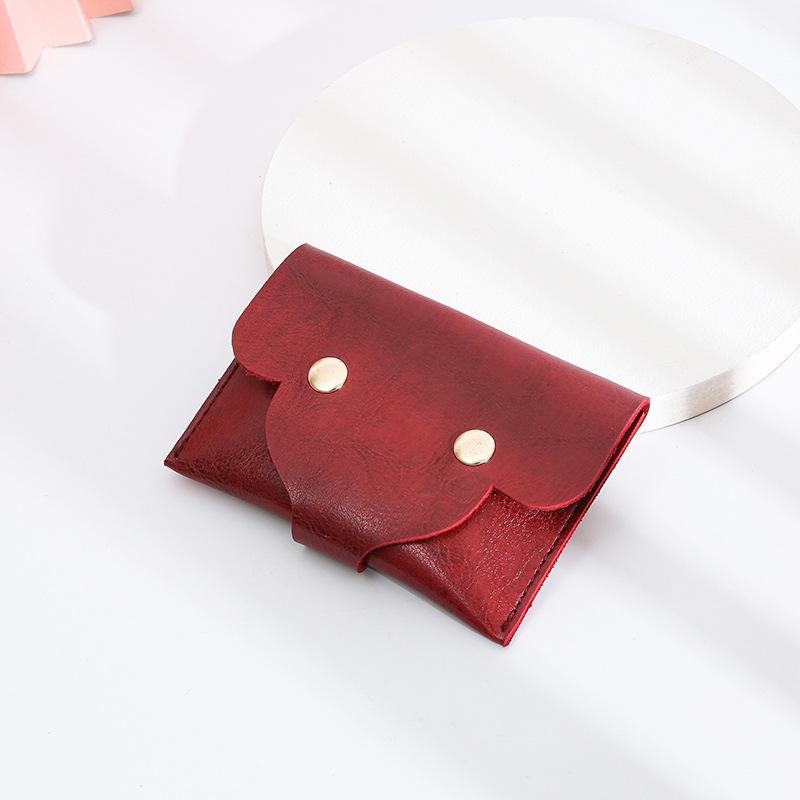 Simple Mini New Card Bag, Key Bag, Soft Leather Small Bag, Coin Bag, Mini Short Student Buckle Small Square Bag.