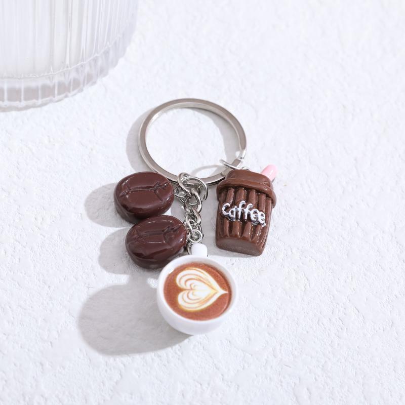 Estetický Klíčenka na hrnek na kávu Latte Art Kawaii přívěsek na sáček s kávovými zrnky Miniaturní přívěsek na jídlo Šperk Pro baristu Milovníka kávy