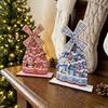 Kerstman Bureau Centerpiece Kerst Windmolen Houten Ornament, Decoratief Ambacht met Draaiend Peperkoekhuis Tafeldecor Bladen, Handgemaakt