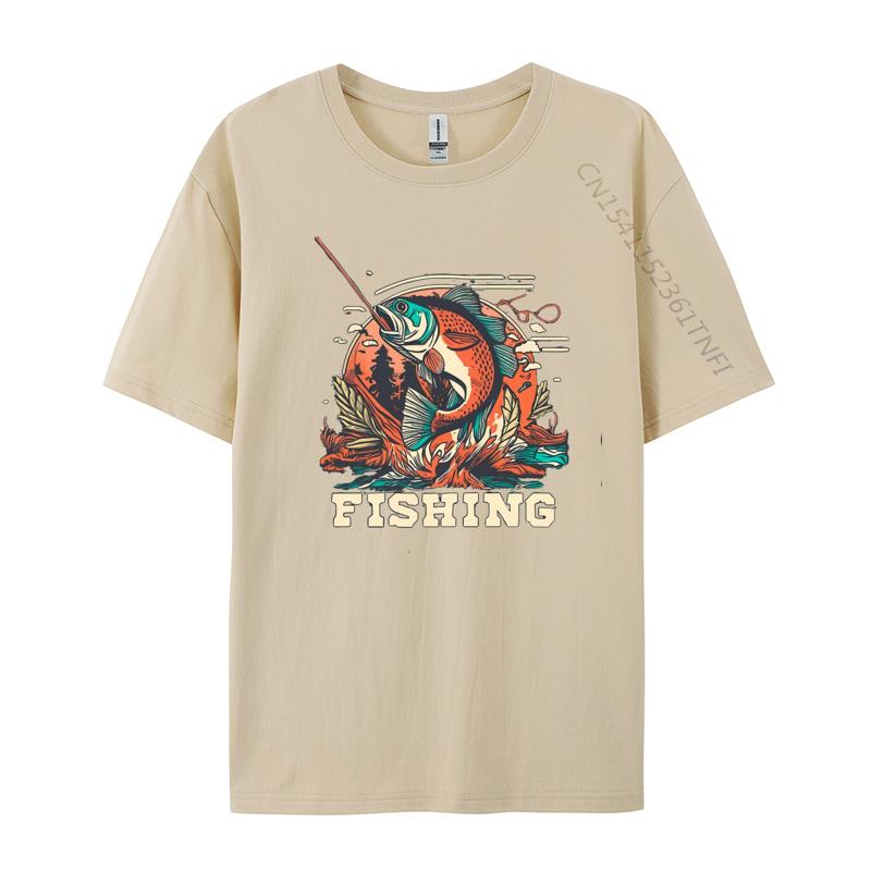Fishing TShirt NEW YEAR DAY All Cotton Tops Tees Printed Tshirts Cheap Tshirts Oversized T Shirt Men