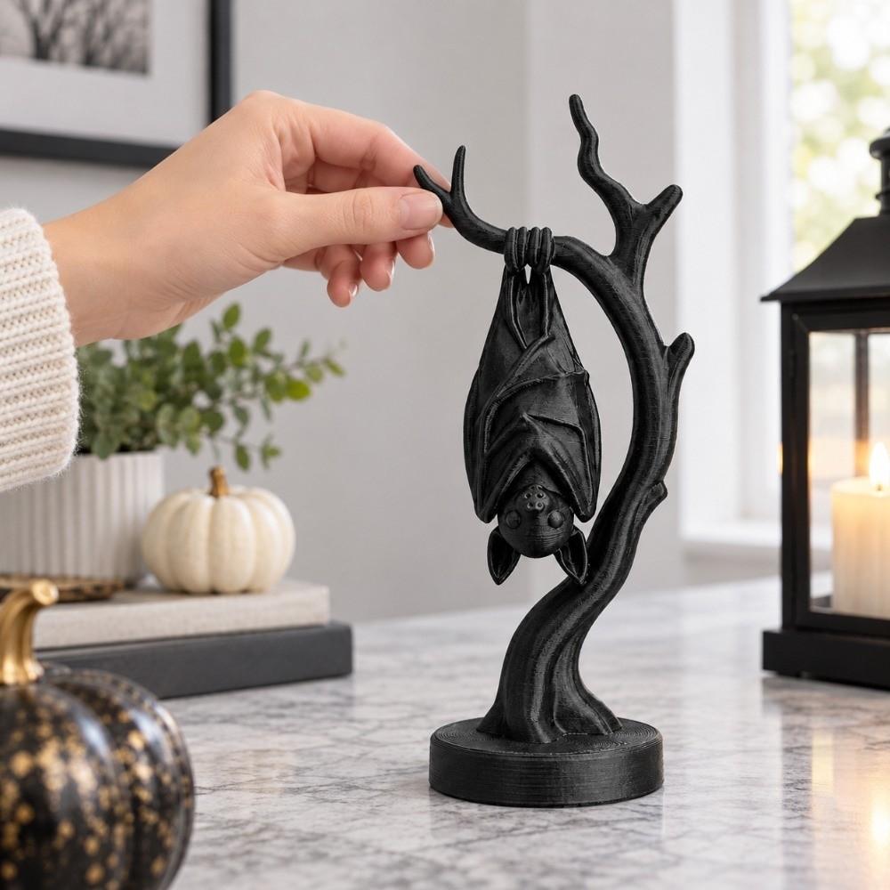 Tabletop Decor Halloween Bat Figurine Ornament 3D Printed Hanging Bat Branch Statue  Home Decor