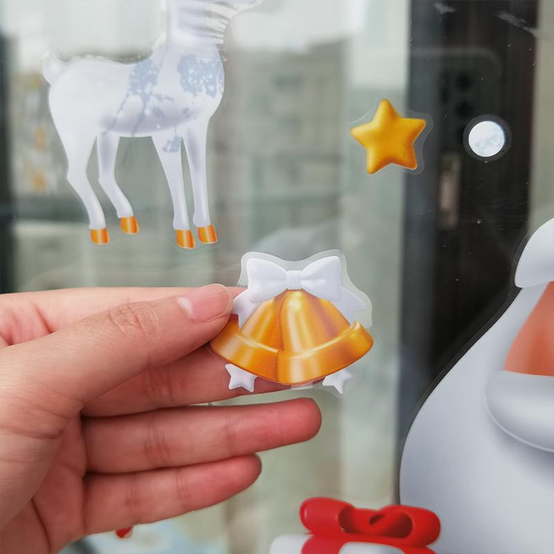 Adesivi per Finestra Pupazzo di Neve di Natale Alce Bianca Babbo Natale Albero di Natale Adesivo da Parete in Vetro Decorazione Buon Natale Felice Anno Nuovo 2025