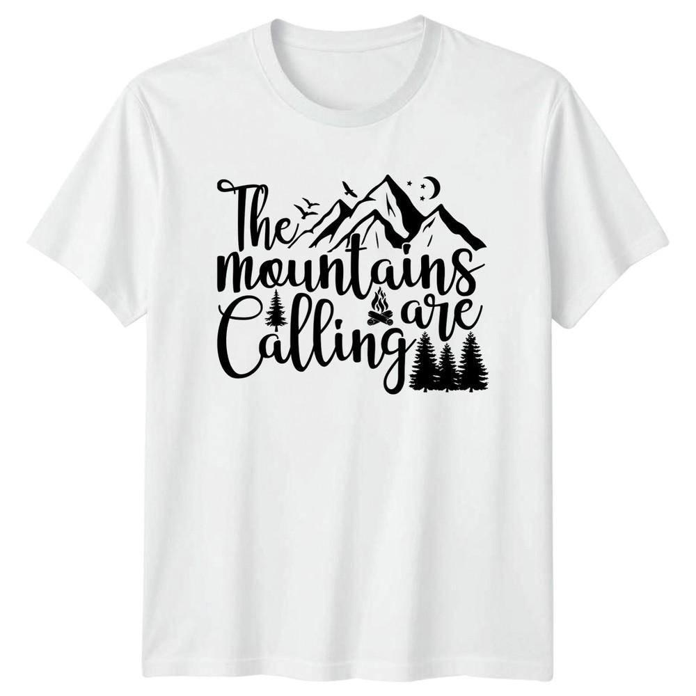 The Mountains Are Calling TShirt Hiking Camping Outdoors Nature S