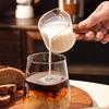 Transparent Glass Espresso Measuring Cup Wooden Handle Double Spout Practical Milk Coffee Accessory for Home