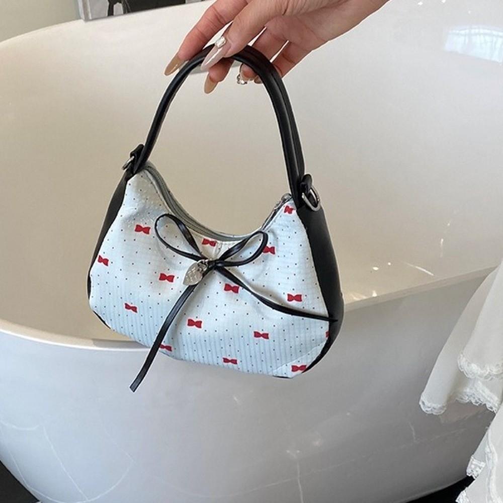 Love Heart Underarm Bag Y2K Hobo Bag Vintage Bow Shoulder Bag Ladies