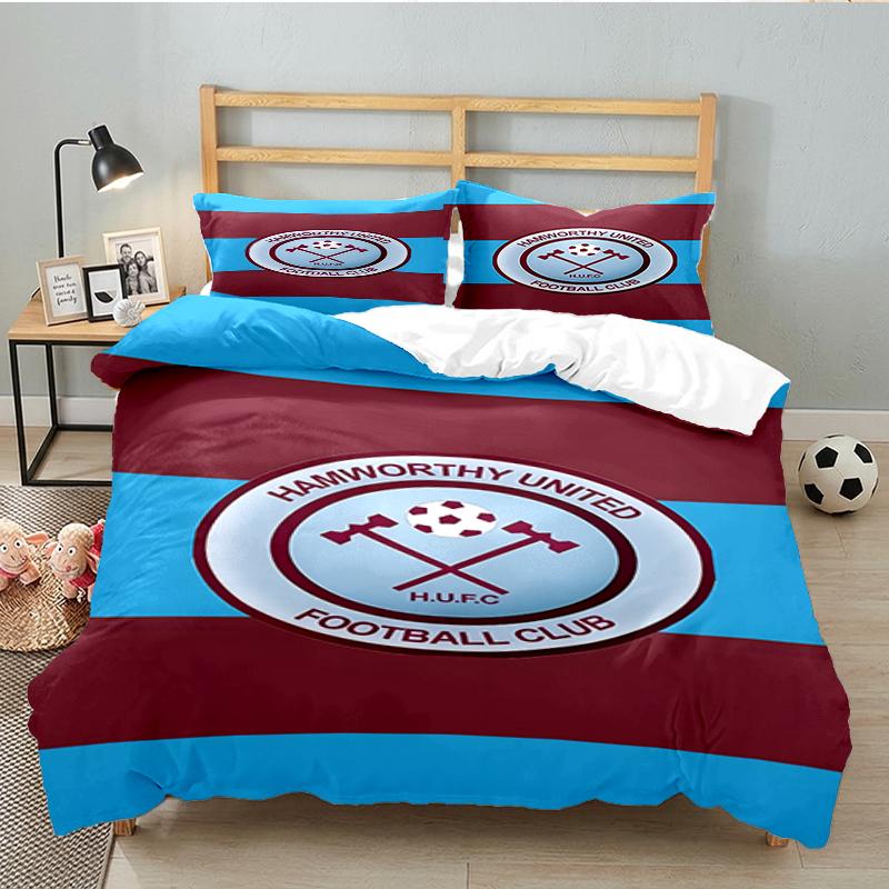 3PCS Football Club Ham-worthy Homes Bedding set,Ideal For1pc Duvet Cover And 2pcs Pillowcases Perfect for Christmas,Ideal for Bedroom, Dormitory