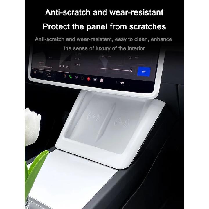 For Tesla Model 3 Highland 2024 Wireless Charging Frame Protector Wireless Charging Non-Slip Mat Center Console Panel Sticker