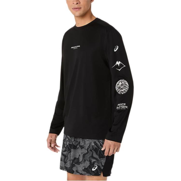 ASICS FUJITRAIL T Shirts Men's Performance Black/Load Gray/Cool Gray Crew Neck Moderate 2011D525-001