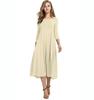 Round Neck Mid-sleeve Solid Color Swing Dress Fashion Temperament Elegant Women's Clothing