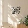 1pc Metal Butterfly Flower Wall Art, Indoor Outdoor Home Decor for Farmhouse Living Room Bedroom Porch Fence Garden Courtyard