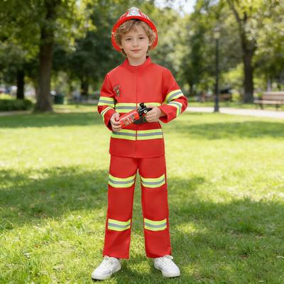 8-teiliges Kinder-Feuerwehrmann-Kostümset Feuerwehr-Verkleidungsset mit Feuerlöscher Geburtstagsparty Rollenspiel Verkleidungsgeschenk für Kleinkinder Jungen Mädchen