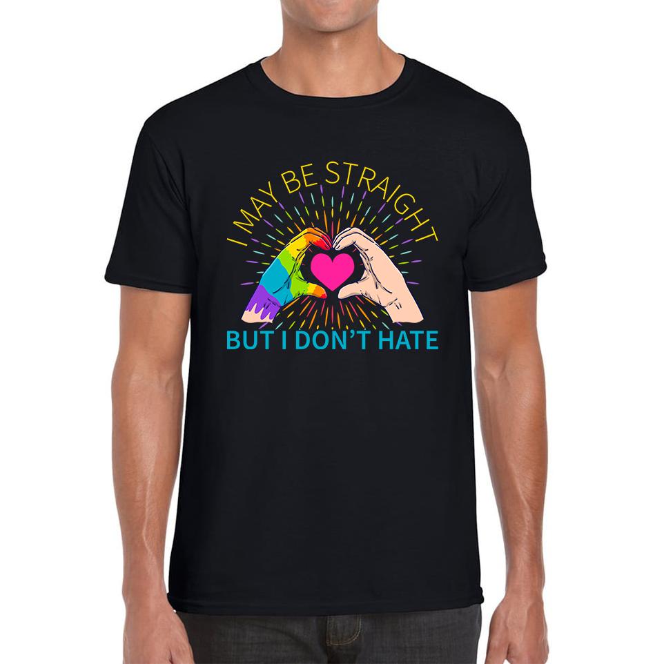 

I May Be Straight But I Don t Hate LGBT Gay Pride Lesbians Hand Heart Mens Tee Top XL