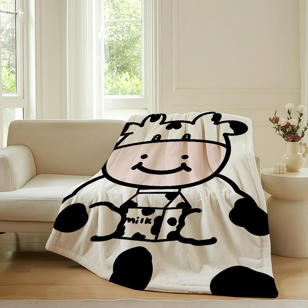 

Holstein Spots Cow Texture Blanket Warm Soft Suitable For Bedroom Sofa Bed Living Room Office Travel Camping Gifts 130x150cm