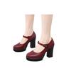 Shoes Black medium heel single shoes model catwalk shoes soft sole leather shoes thick heel large size high heels