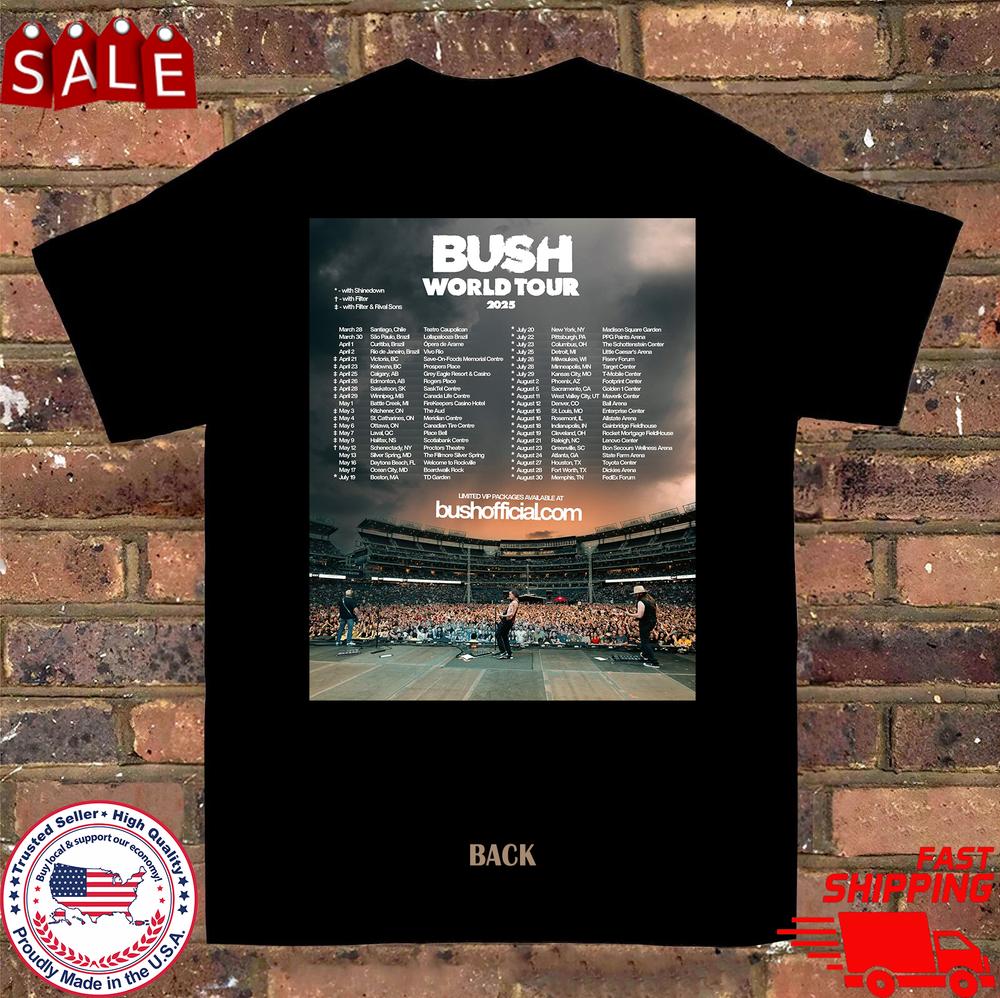 Bush Band World Tour 2025 Black T Shirt Full Size S5xl S