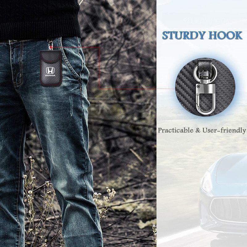 ARD1 Carbon Fiber Car Key Case Signal Blocker Bag RFID Shielding Pockets For Honda Civic Accord CR-V Fit Jazz Odyssey Vezel Pilot HRV