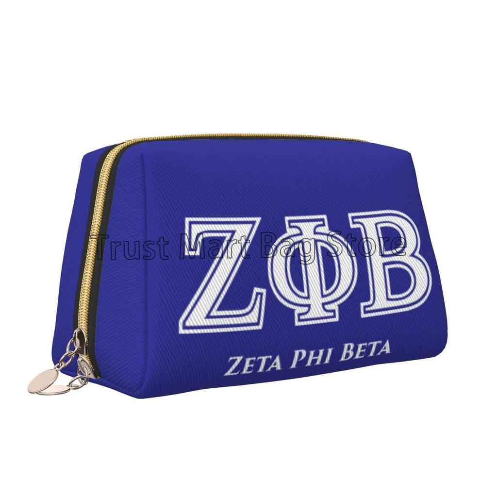 Zeta Phi Beta Print Large Makeup Bag Leather Women Travel Toiletry Pouch Cosmetic Bags Portable Multifunctional Storage Bag Gift