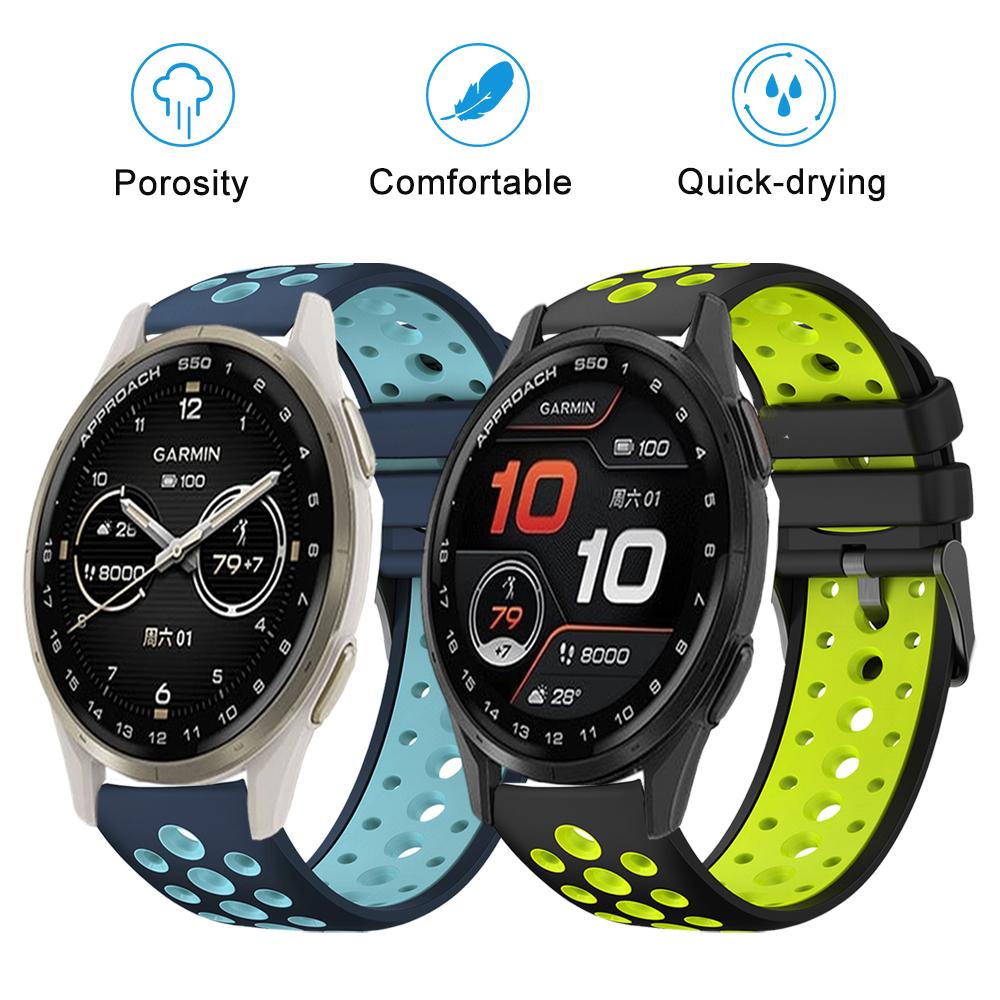Two Tone for Garmin Approach S50 Breathable Round Hole Strap Suitable with Garmin Vivoactive 6/Forerunner165/168/245/645
