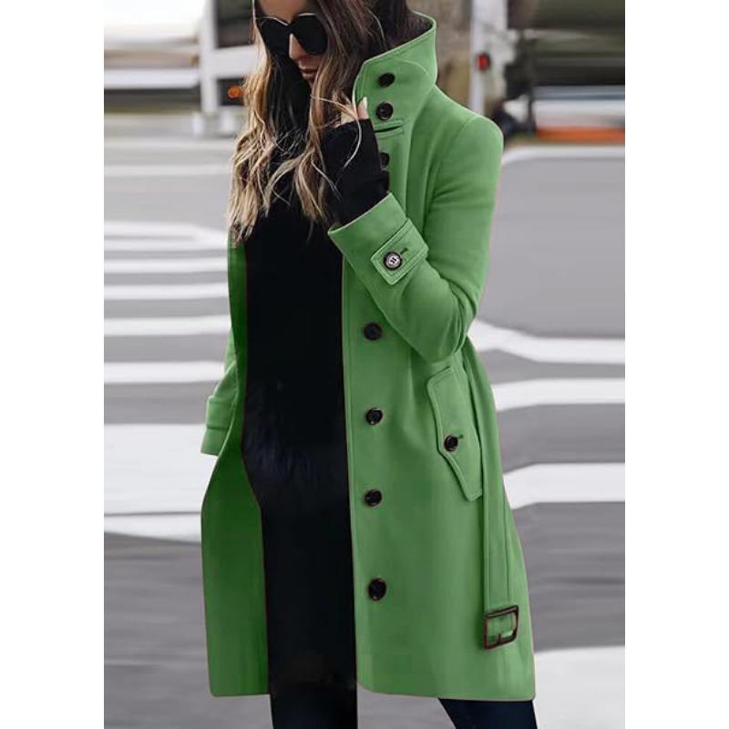 Women S Plus Size Long Sleeve Wool Blend Coat Single Breasted Half High Collar