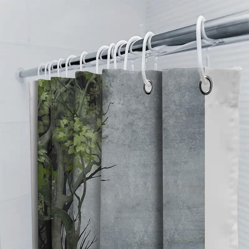 Spooky Forest Shower Curtain Gothic Halloween Decor Nature Landscape Bathroom Curtains Vintage Eerie Witchy Home Decor