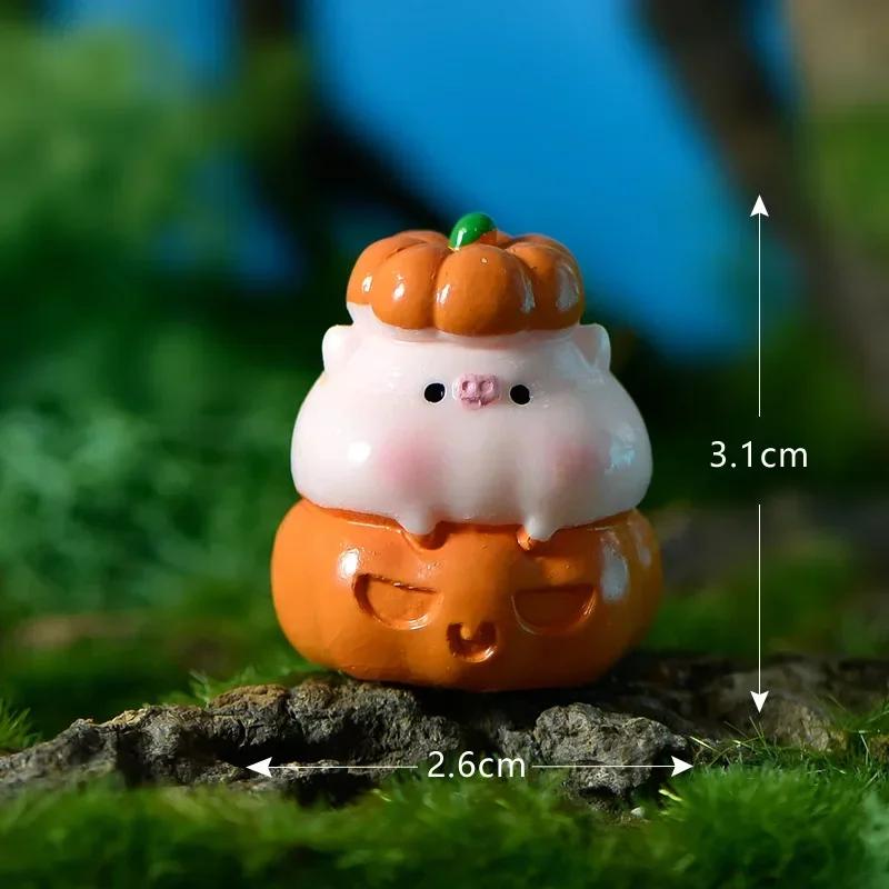 Mini Halloween Figurines Miniature Cute Halloween Ghost Pumpkin Fairy Miniatures Figurines Home Decoration DIY Resin Craft