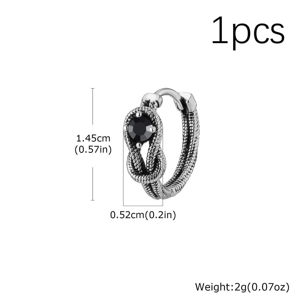 Retro Zircon Snake Knot Hoop Earrings for Men Women,Cool Punk Male Piercing Metal Earring Jewelry Gift