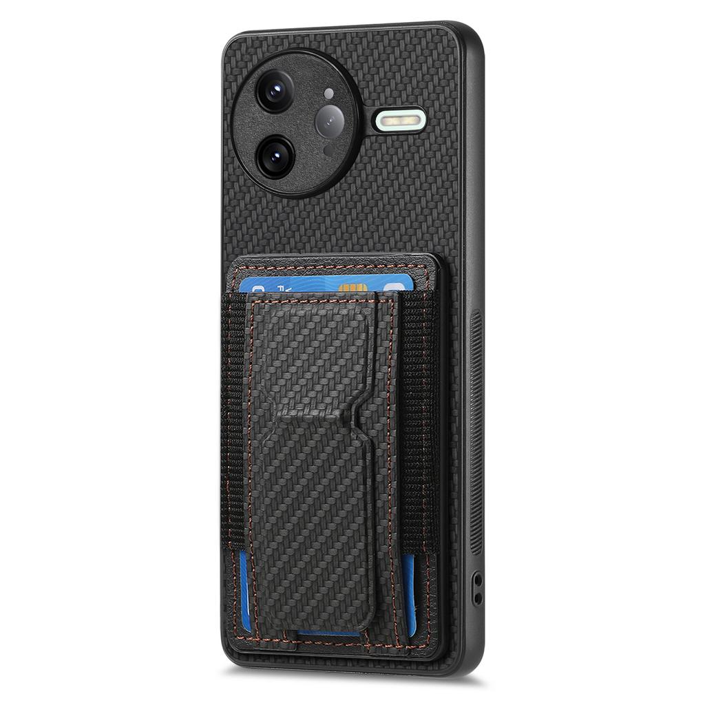 For Xiaomi Poco F7 Ultra 5G/Xiaomi Redmi K80 Pro 5G Case with Card Holder Kickstand Fiber Pattern Leather Back Cover