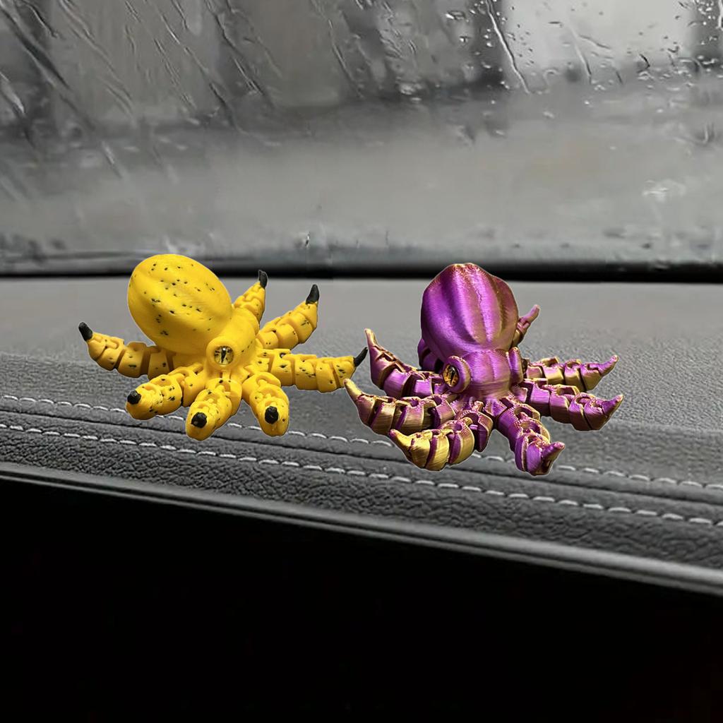 1pc Banana-Inspired Jointed Octopus Car Dashboard Ornament Sculpture, Colorful Car Ornament Collectible, Unique Banana Design