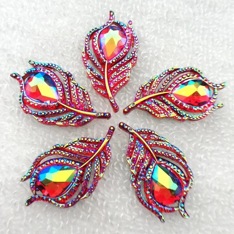 

Совершенно новые 10 шт. стильные хрустальные стразы с плоской задней частью альбом для вырезок 20*38 мм, сшитые вручную перья и драгоценные камни