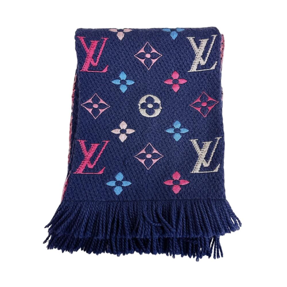 LOUIS VUITTON M70899 Rainbow Monogram wool Escalp Logo Mania Scarf Navy wool Used