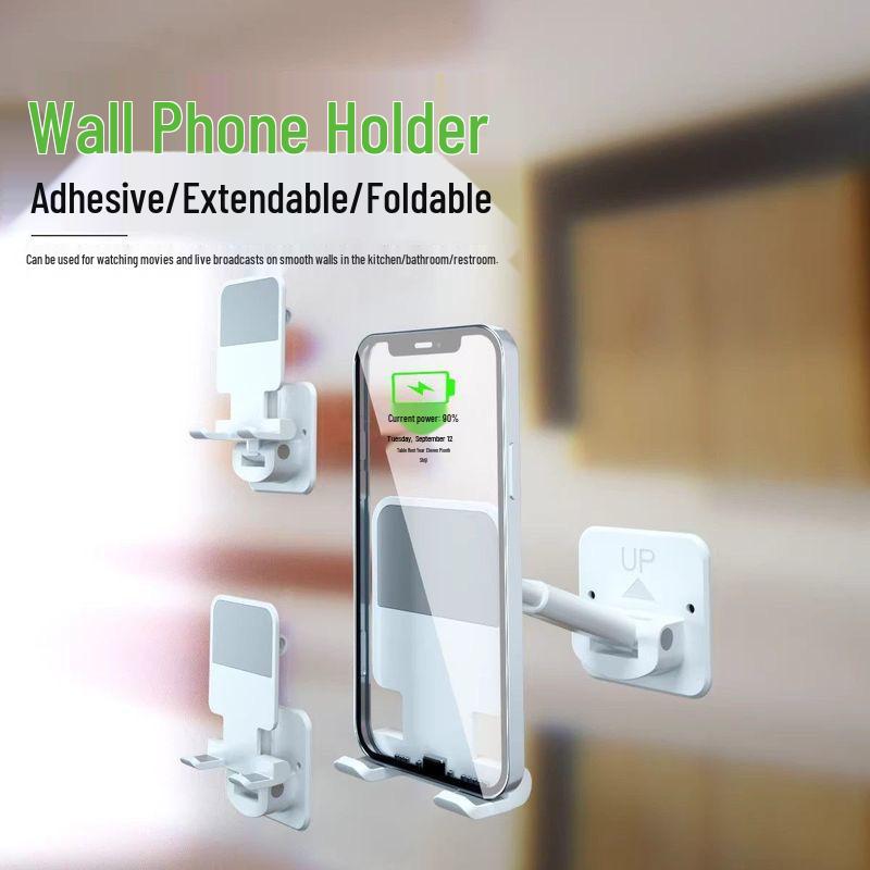Foldable Retractable Wall Mount for Phones: Ideal for Binge-Watching in Kitchen or Bathroom