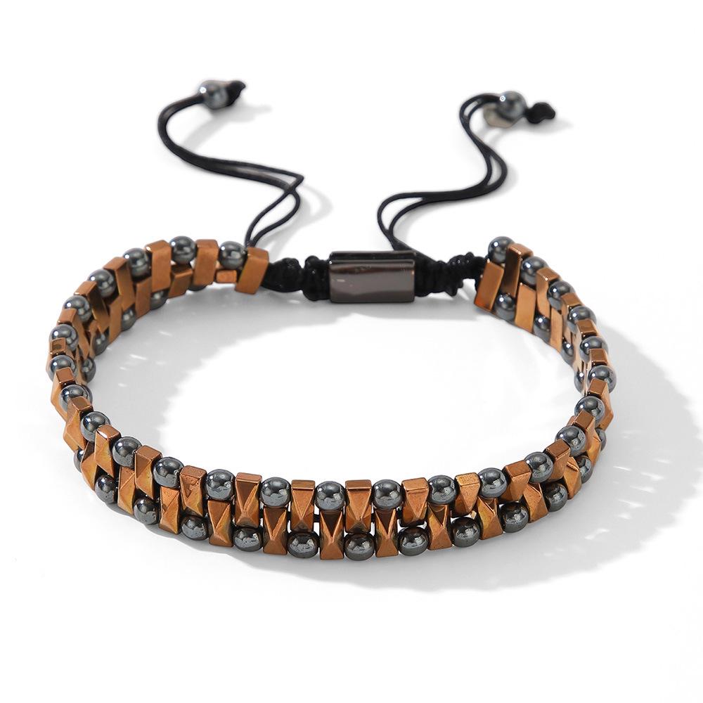 Men's Fashion Beaded Hematite Elastic Bracelet