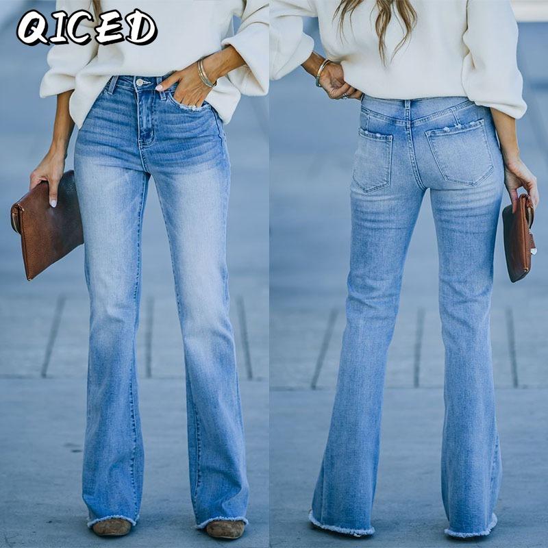 QICED Women's Fashion Casual Solid Color Print Pants & Capris