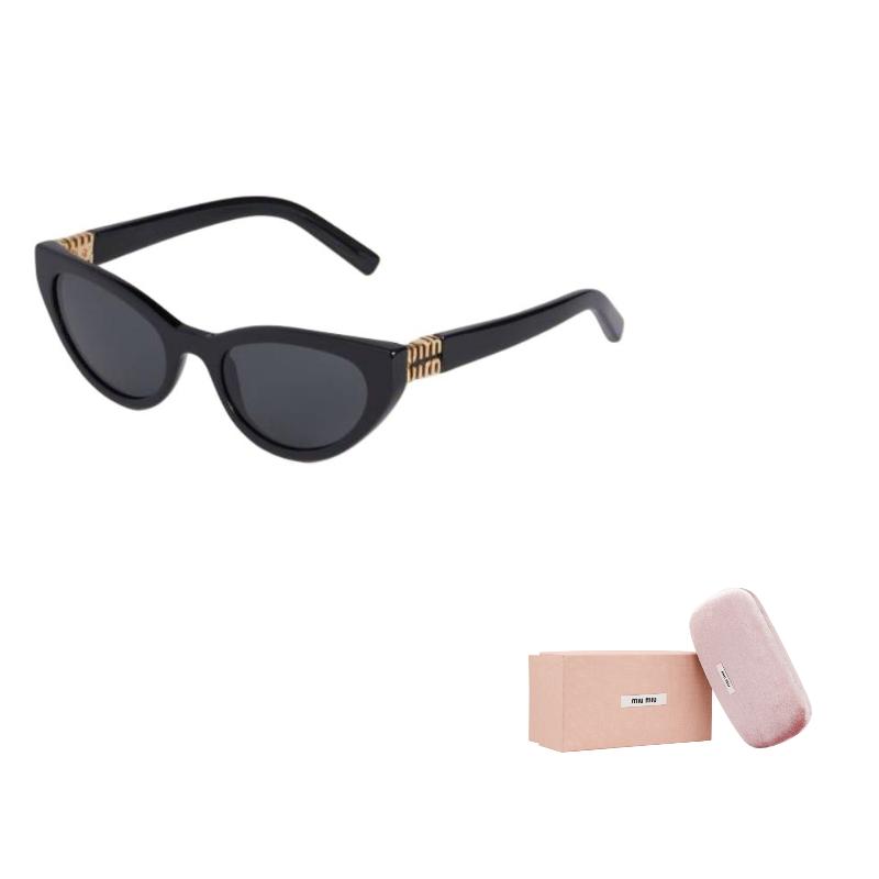 MIU MIU Vertical Logo Acetate Cat Eye Sunglasses Women Sunglasses Black SMUA04_E16K_FE08Z_C_054