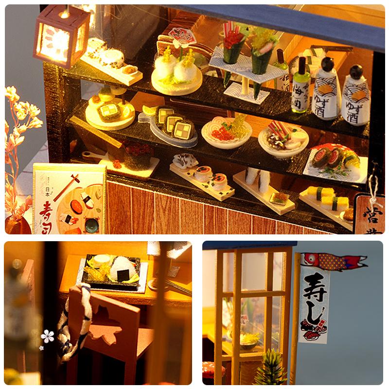 Wooden Doll House Casa Diy  Miniature Dollhouse 3D Puzzle Assembly Building Toys With Furniture LED Lights For Children Gifts