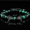 New Trend Double Leopard Head Handmade Tiger's-eye Bracelets  Accessories Handmade Men's Jewelry Pulseras Homme