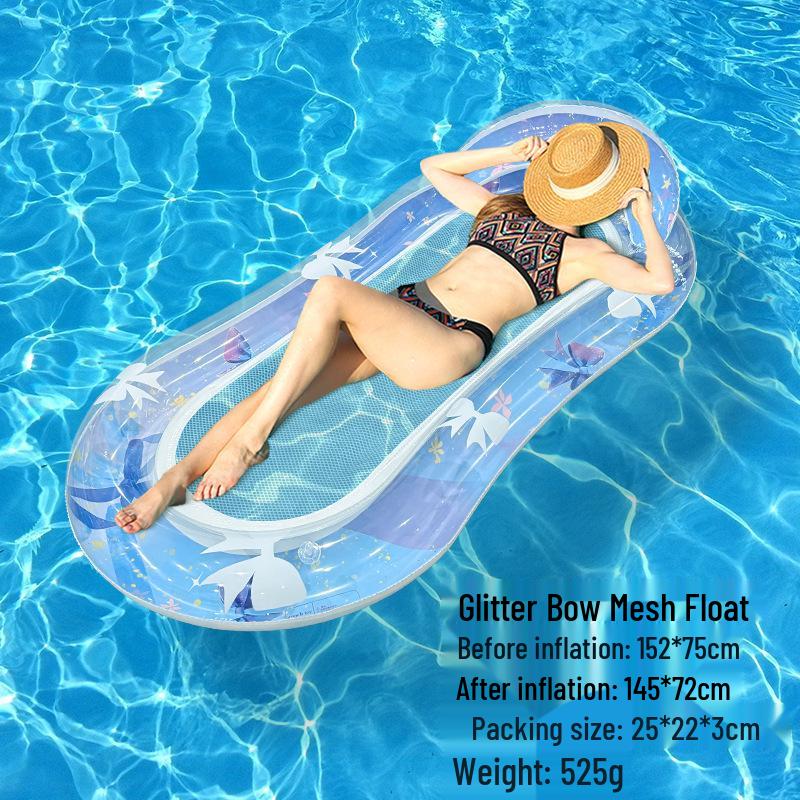 Foldable Striped Inflatable Pool Float Hammock Recliner