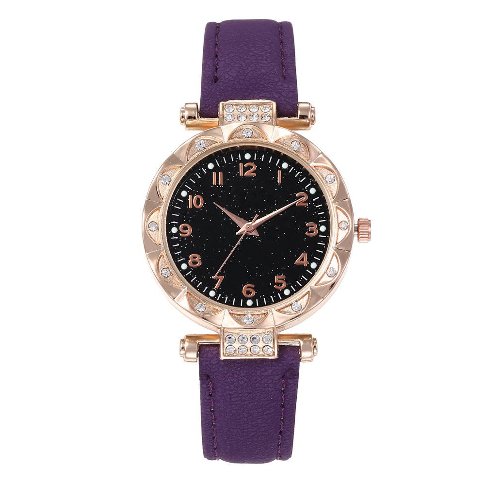 Fashion Casual Ladies Quartz Watch Deluxe Rhinestone Flower Disc Watch Peach Heart Bracelet